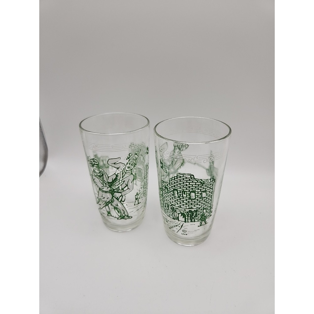 Davy Crockett Vintage Drinking Glass The Alamo Jam Jar Set Of 2